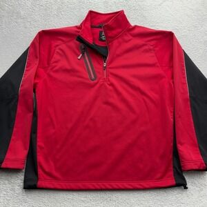Zero Restriction Tour Series Mens Large Red Black Quarter Zip Golf Pullover‎ L